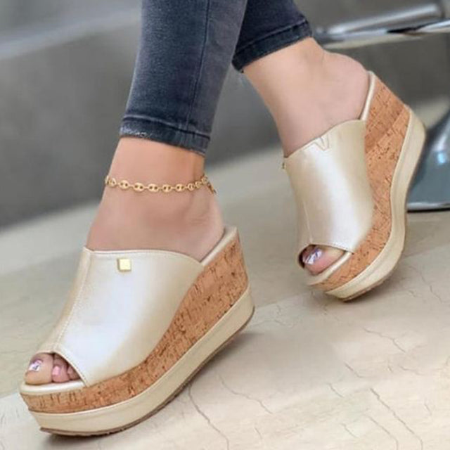 Women Summer Peep Toe Wedges Heeled Sandals, Outdoor Slippers Beach Shoes