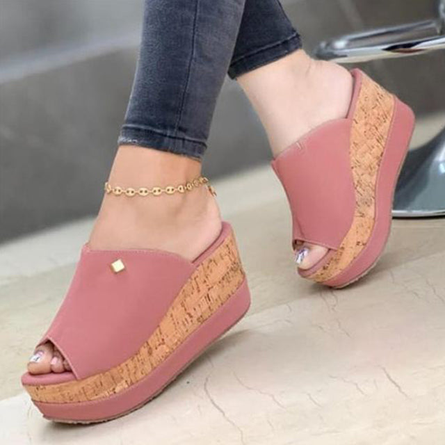 Women Summer Peep Toe Wedges Heeled Sandals, Outdoor Slippers Beach Shoes