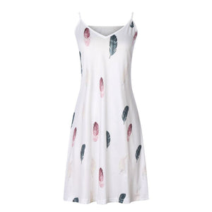 Sexy V-Neck Loose Print Slip Dress