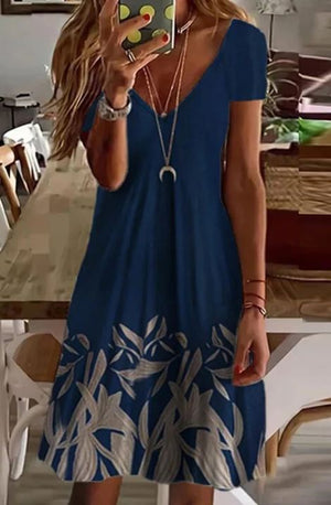 Sexy V-Neck Loose Print Slip Dress