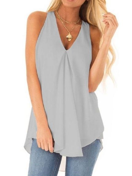 Fashion Blouses Women Tops, Blouse Sleeveless Soft Loose Blouse