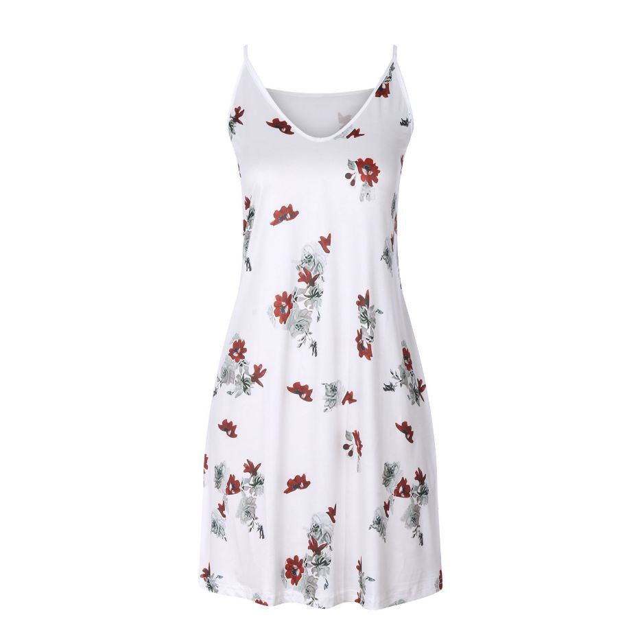 Sexy V-Neck Loose Print Slip Dress